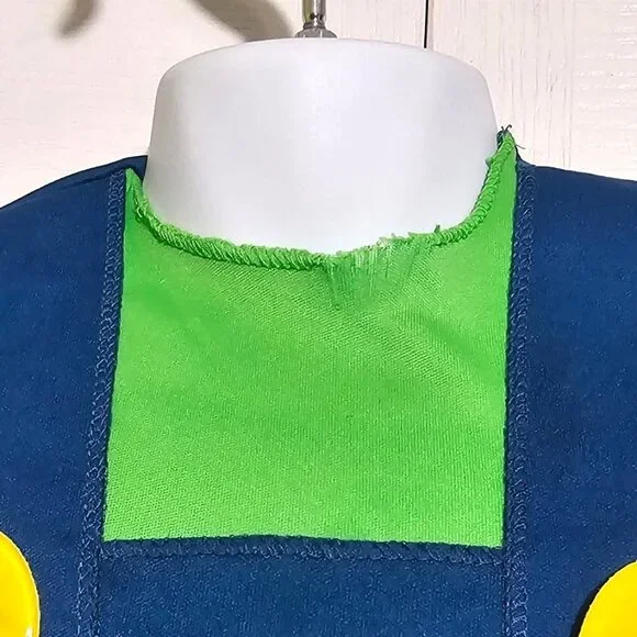 Super Mario Classic Luigi Costume Toddler 3T-4T Jumpsuit Hat Mustache Boys Kids - Picture 5 of 7